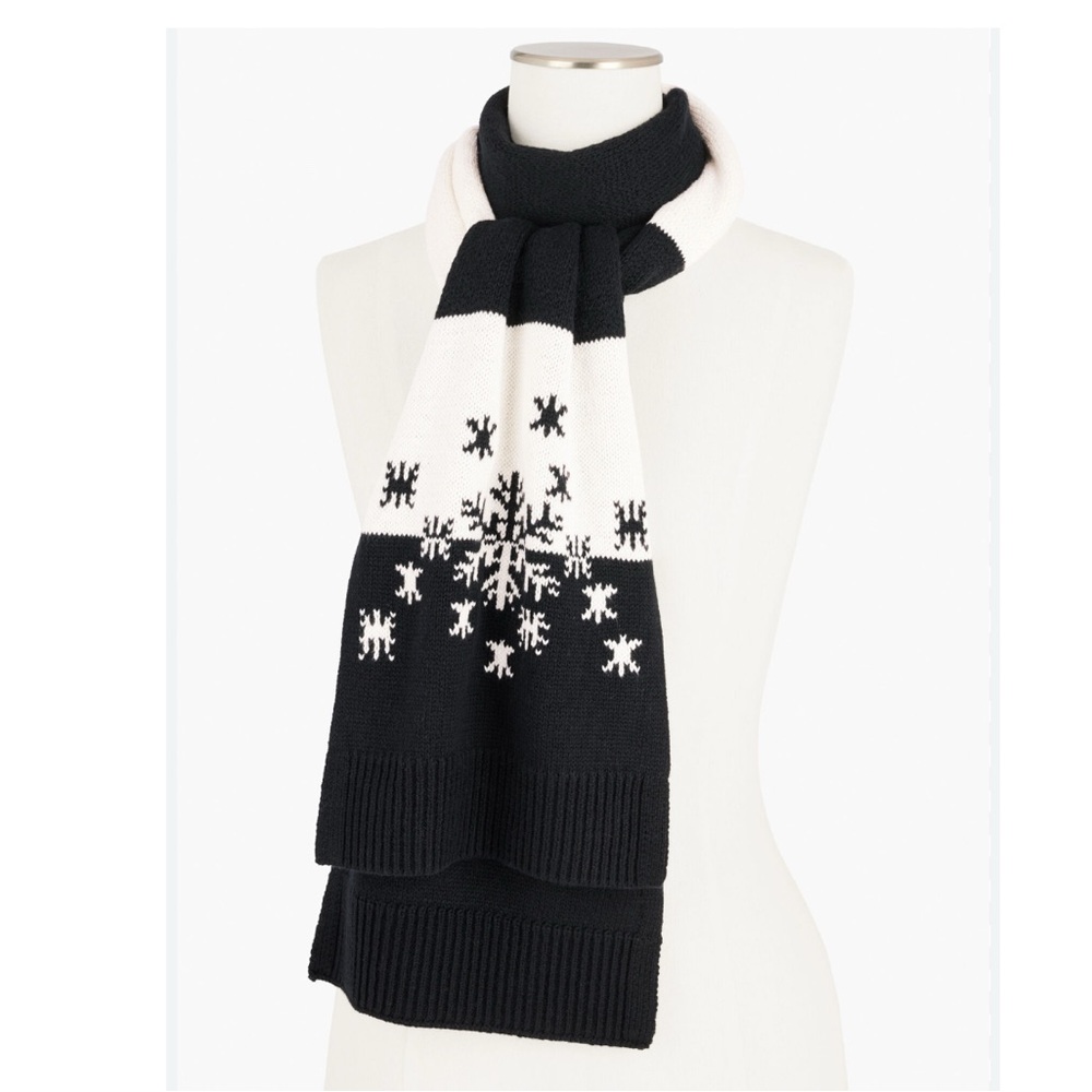 Talbots Black & White Knit Scarf NWT